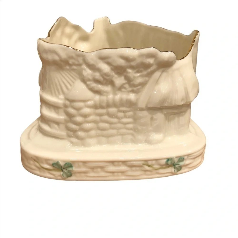 Vintage Belleek Shamrock Candleholder